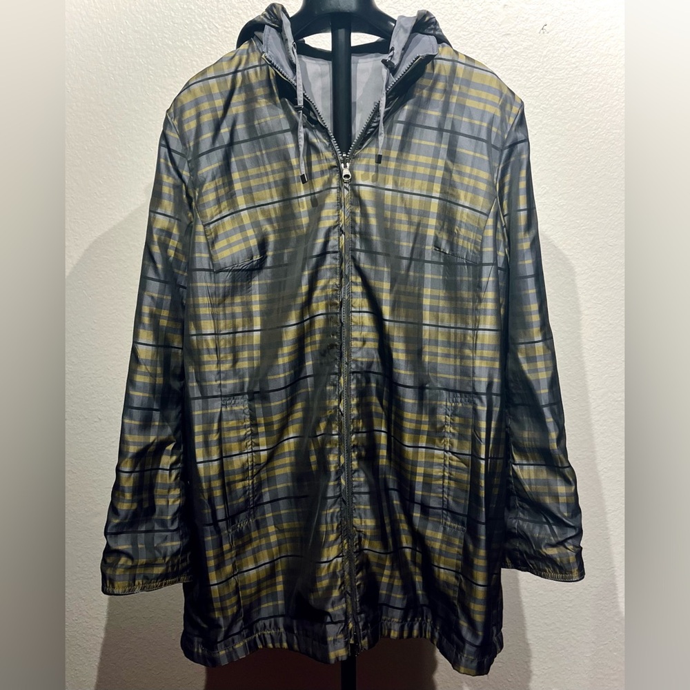 Reverso Miei Reversible Long Body Hooded Rain Jacket - Size L (Women’s)